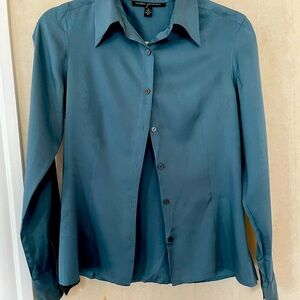 Sandra Angelozzi Blue Silk collared blouse